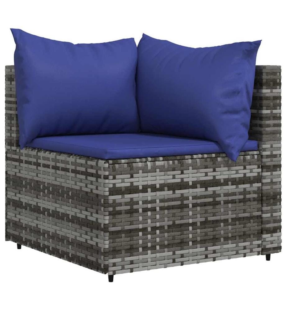 Garten-Ecksofa mit Kissen Grau Poly Rattan