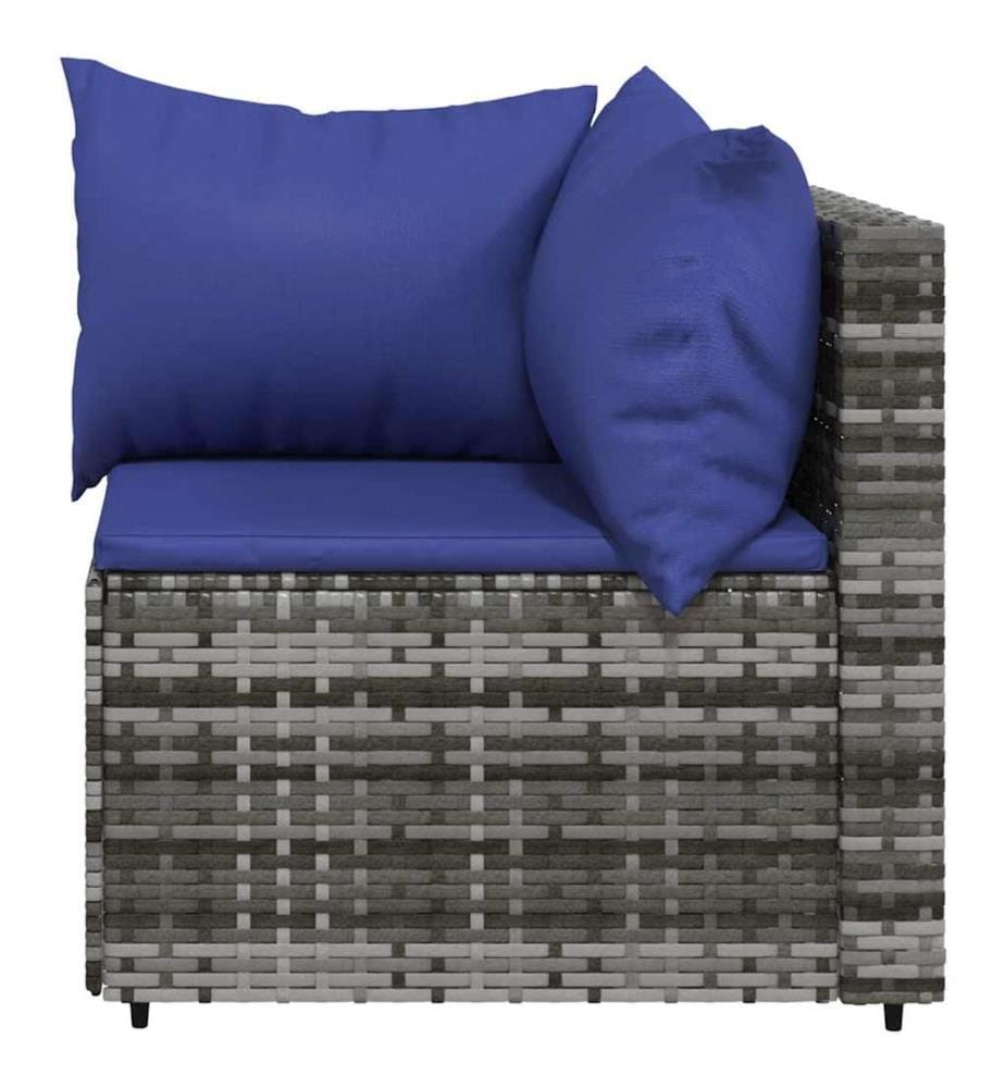 Garten-Ecksofa mit Kissen Grau Poly Rattan