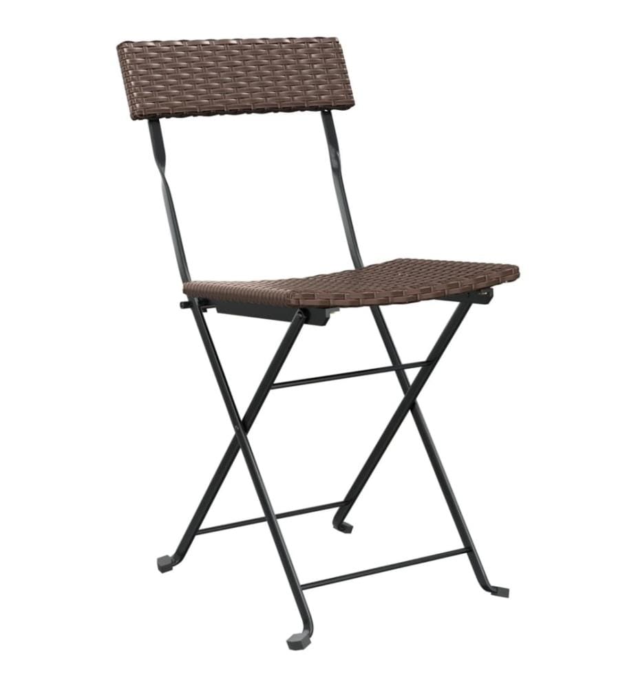 Ensemble de bistro pliable 3 pcs Marron Résine tressée