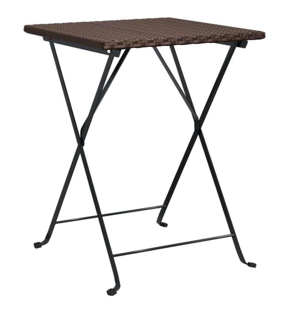 Ensemble de bistro pliable 3 pcs Marron Résine tressée