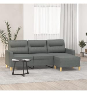3-Sitzer-Sofa mit Hocker Dunkelgrau 180 cm Stoff