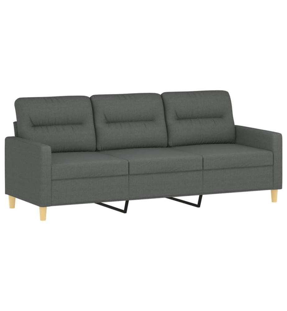 3-Sitzer-Sofa mit Hocker Dunkelgrau 180 cm Stoff