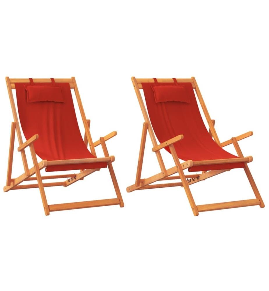 Strandstühle 2 Stk. Klappbar Rot Stoff