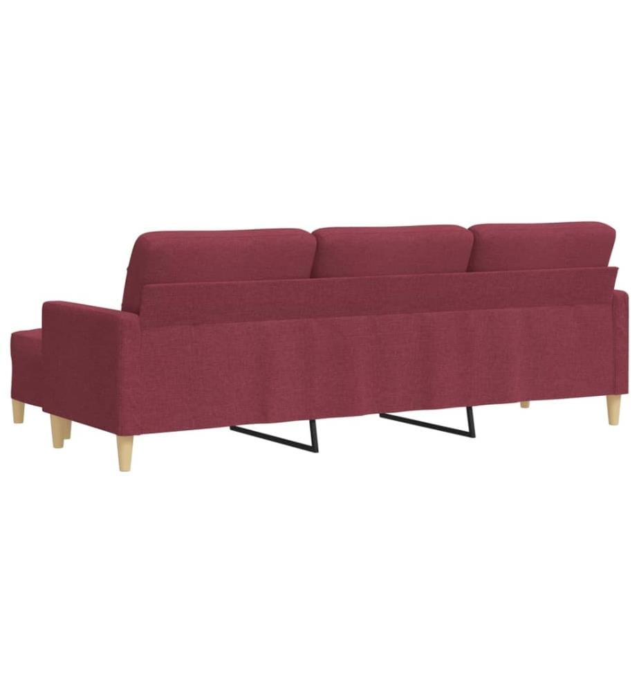 Canapé à 3 places avec repose-pieds Rouge bordeaux 210 cm Tissu