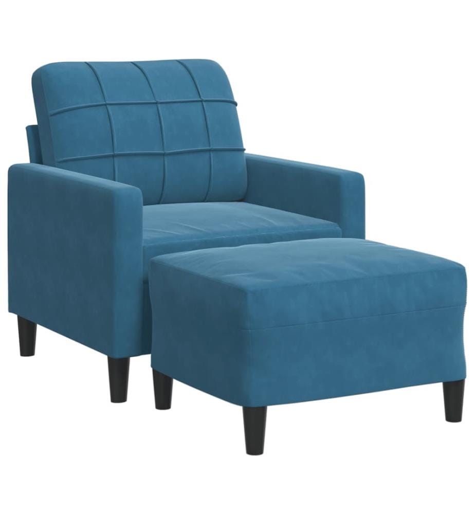 Sessel mit Hocker Blau 60 cm Samt