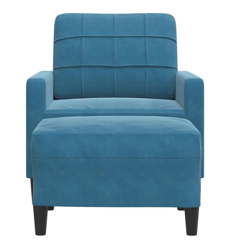 Sessel mit Hocker Blau 60 cm Samt
