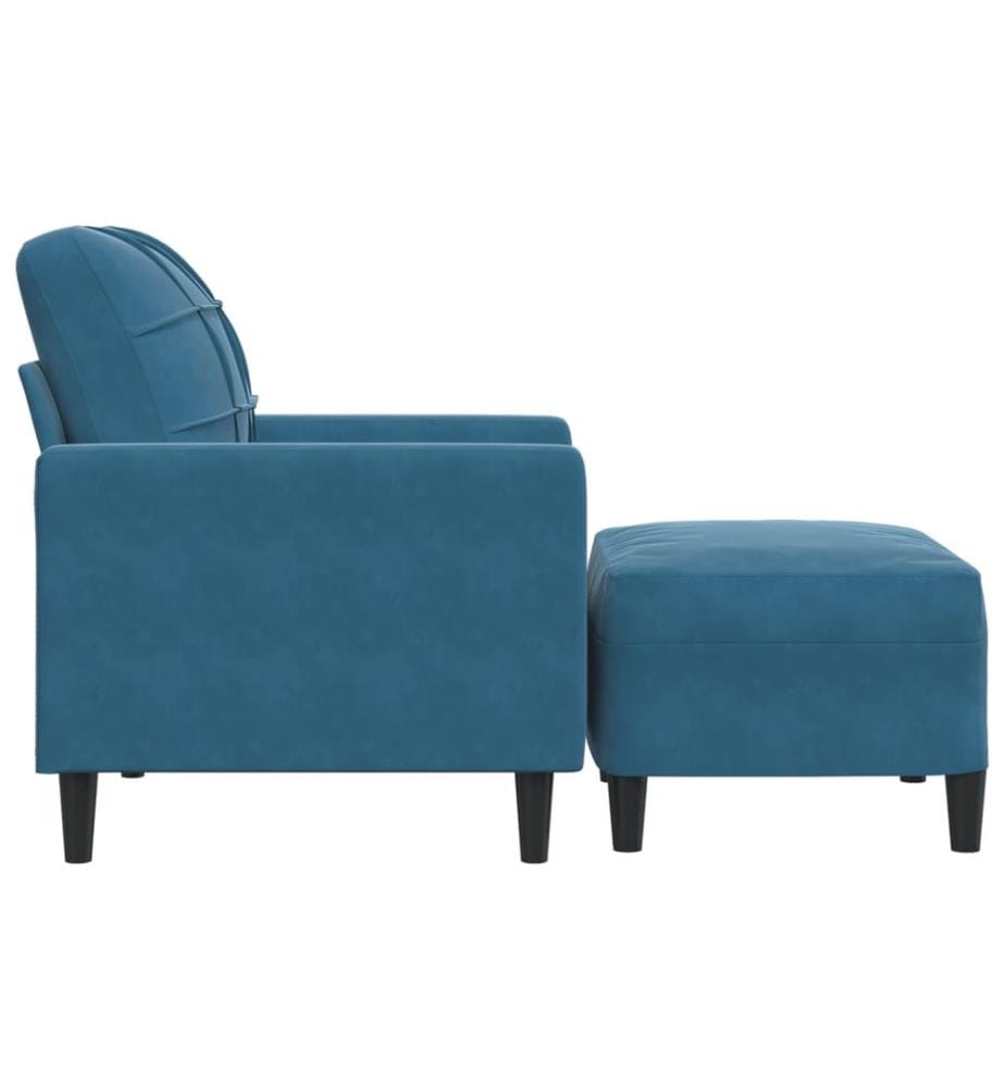 Sessel mit Hocker Blau 60 cm Samt