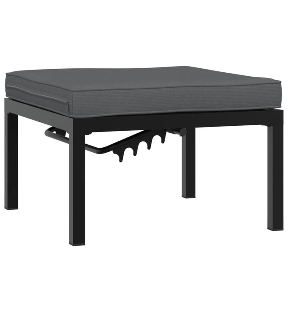 3-tlg. Garten-Sofagarnitur mit Kissen Schwarz Aluminium