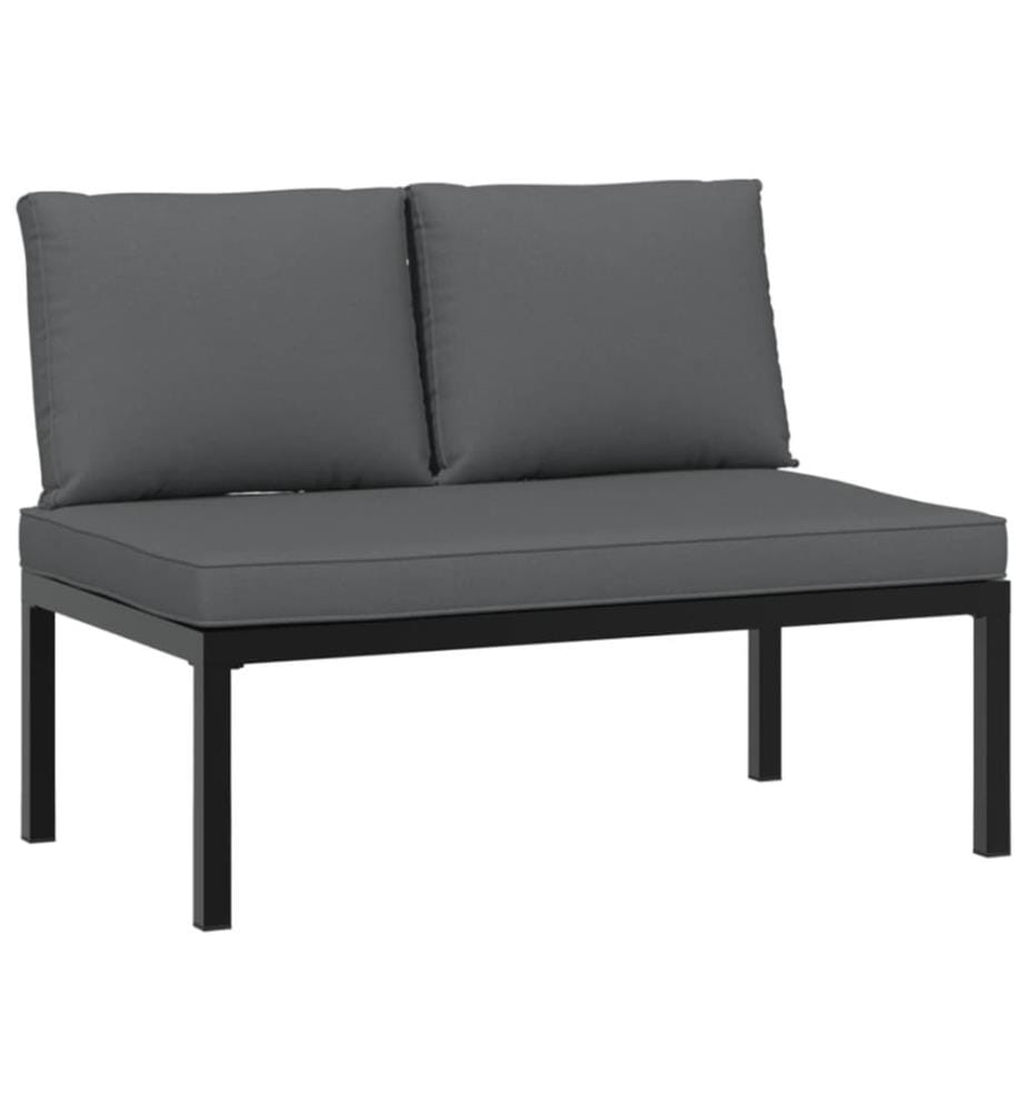 3-tlg. Garten-Sofagarnitur mit Kissen Schwarz Aluminium