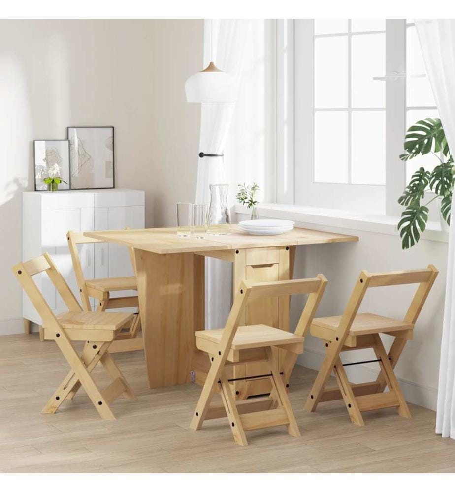 5-tlg. Butterfly-Esstisch-Set Corona Wachsbraun Kiefernholz