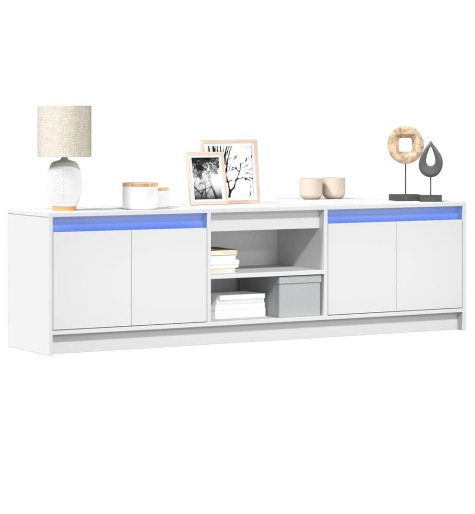 TV-Schrank mit LED-Beleuchtung Weiss 180x34x50 cm Holzwerkstoff