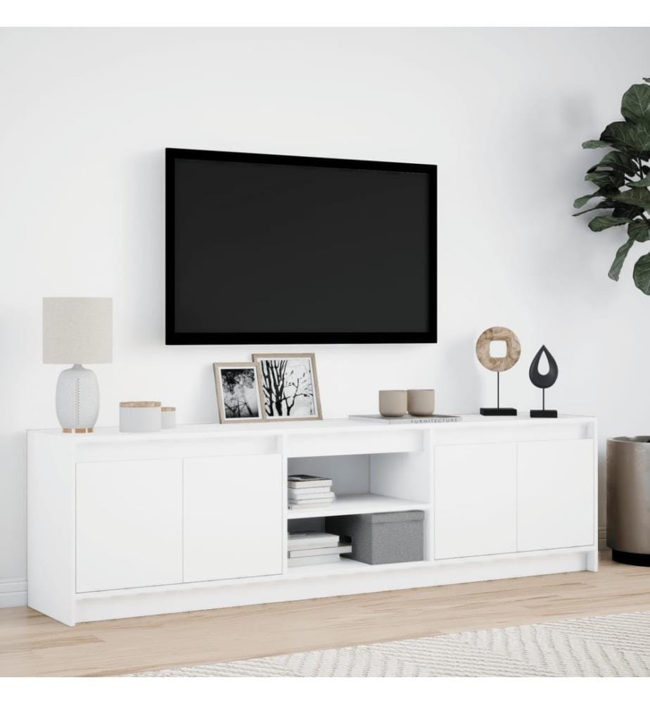 TV-Schrank mit LED-Beleuchtung Weiss 180x34x50 cm Holzwerkstoff