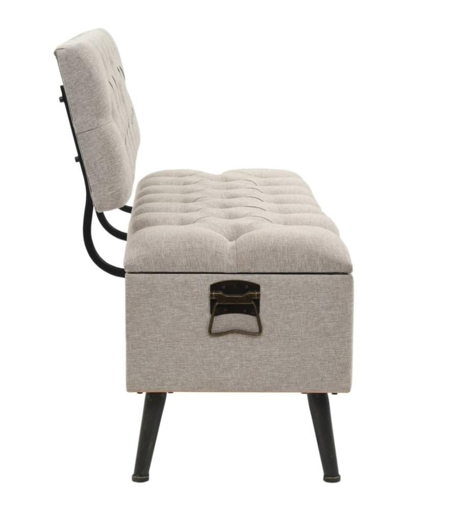 Sitzbank mit Stauraum und Rückenlehne 110cm Creme Stoff