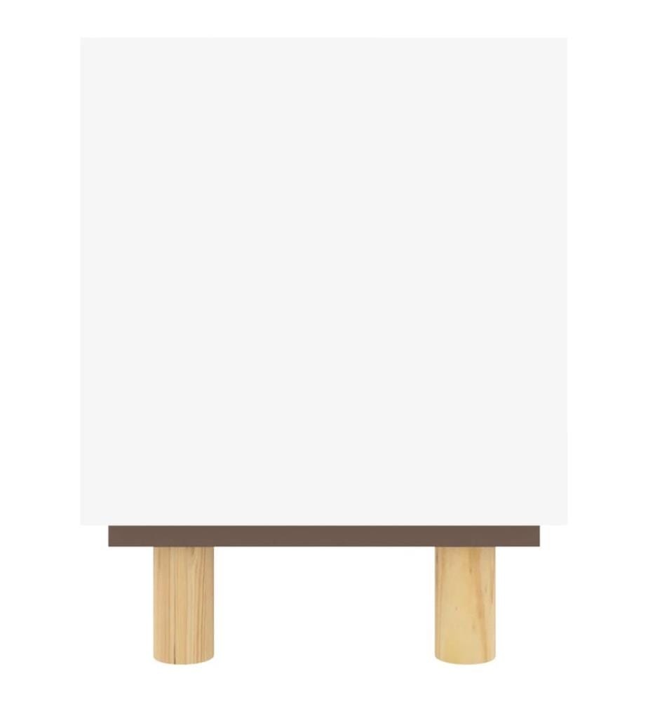 TV-Schrank Weiss 105x30x40 cm Massivholz Kiefer Natur-Rattan