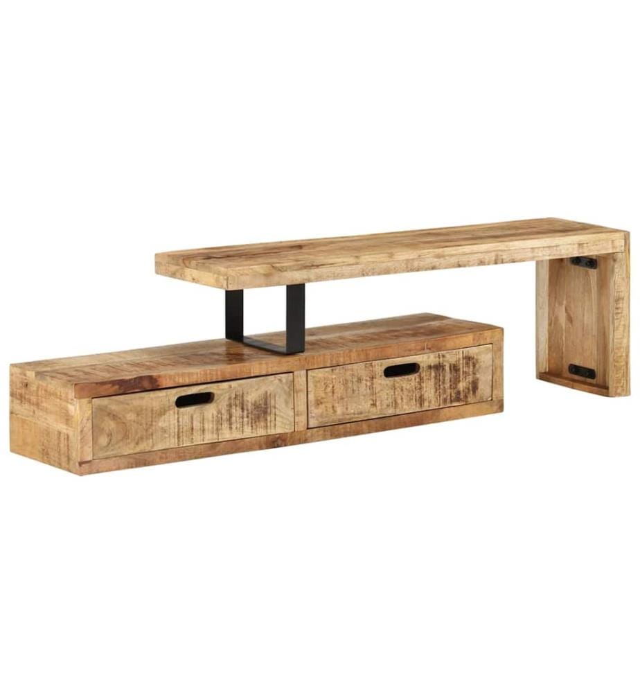 Meuble TV (118-200) x 30 x 40 cm en bois massif de manguier