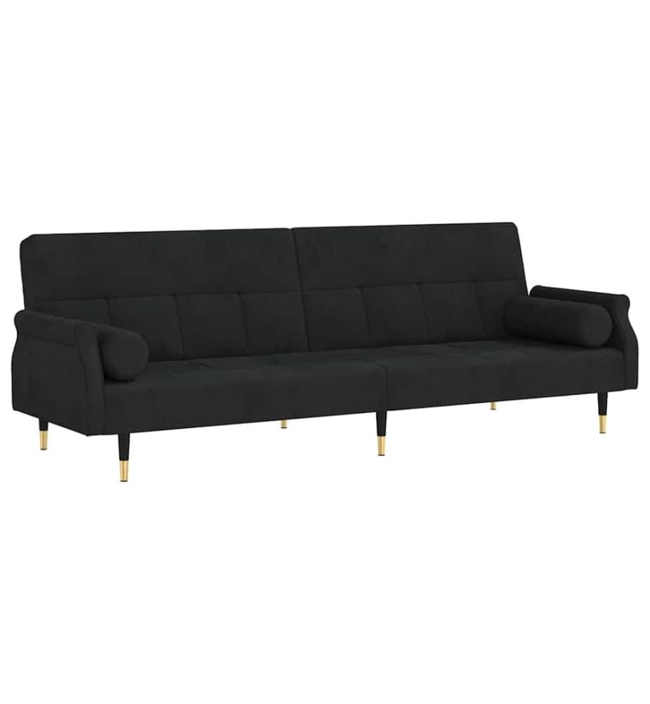 Schlafsofa mit Kissen Schwarz Samt