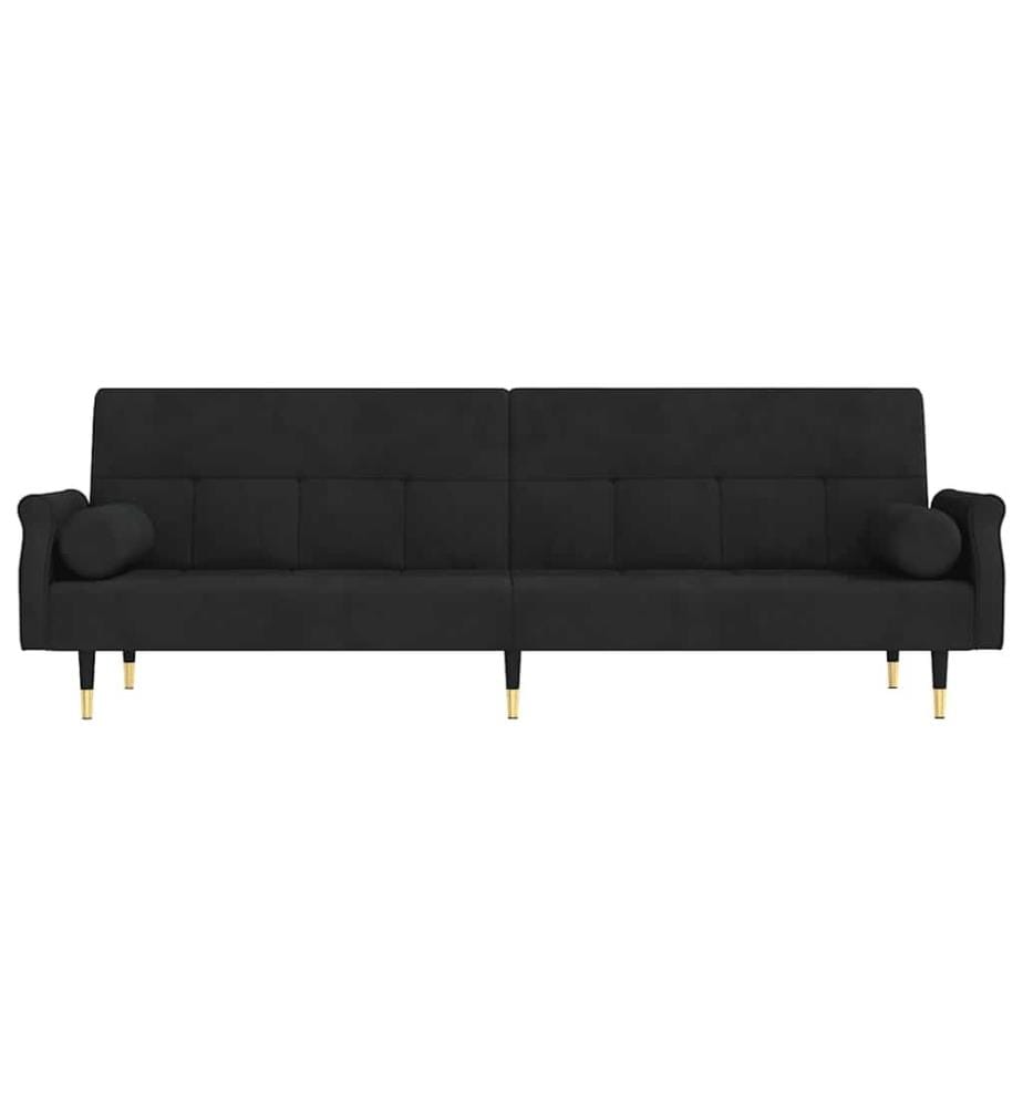 Schlafsofa mit Kissen Schwarz Samt
