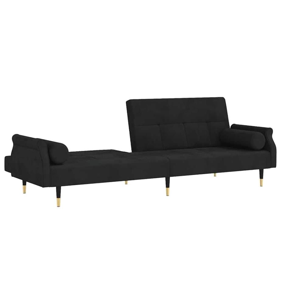 Schlafsofa mit Kissen Schwarz Samt