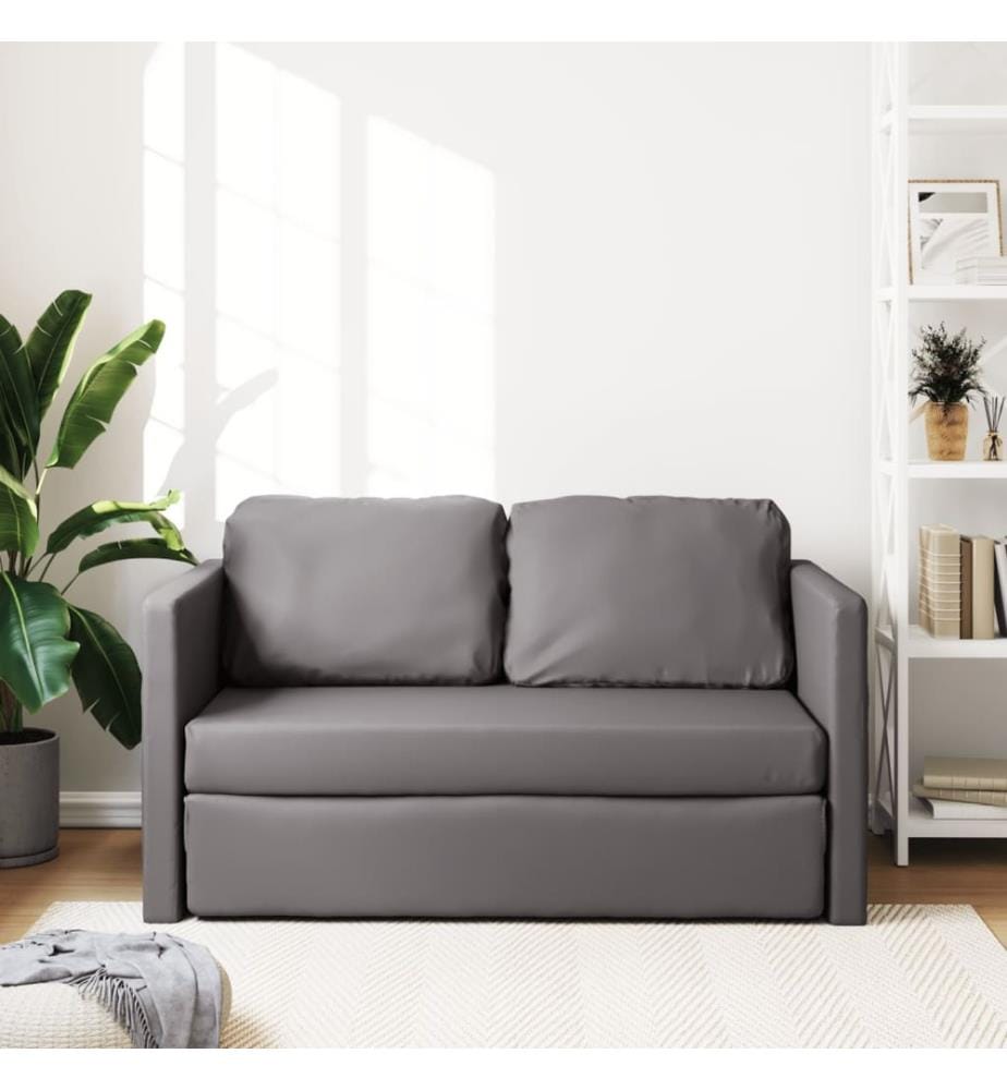 Bodensofa mit Schlaffunktion Grau 112x174x55 cm Kunstleder