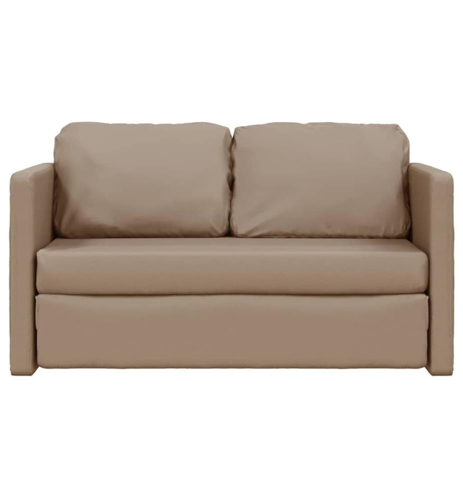 Bodensofa mit Schlaffunktion Cappuccino-Braun Kunstleder