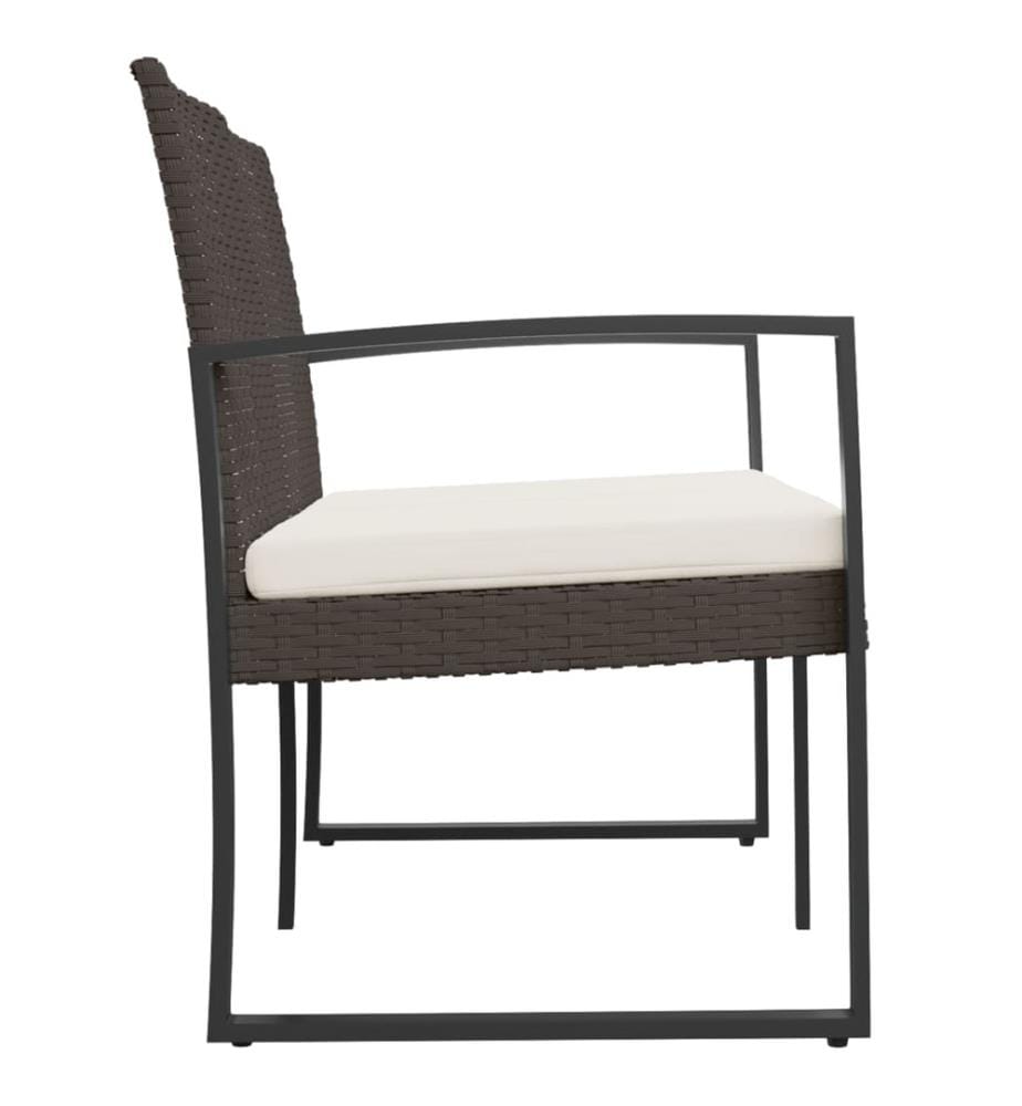 Gartenbank 2-Sitzer mit Kissen Braun PP-Rattan