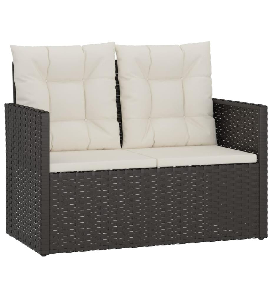 Gartenbank mit Kissen Schwarz 105 cm Poly Rattan