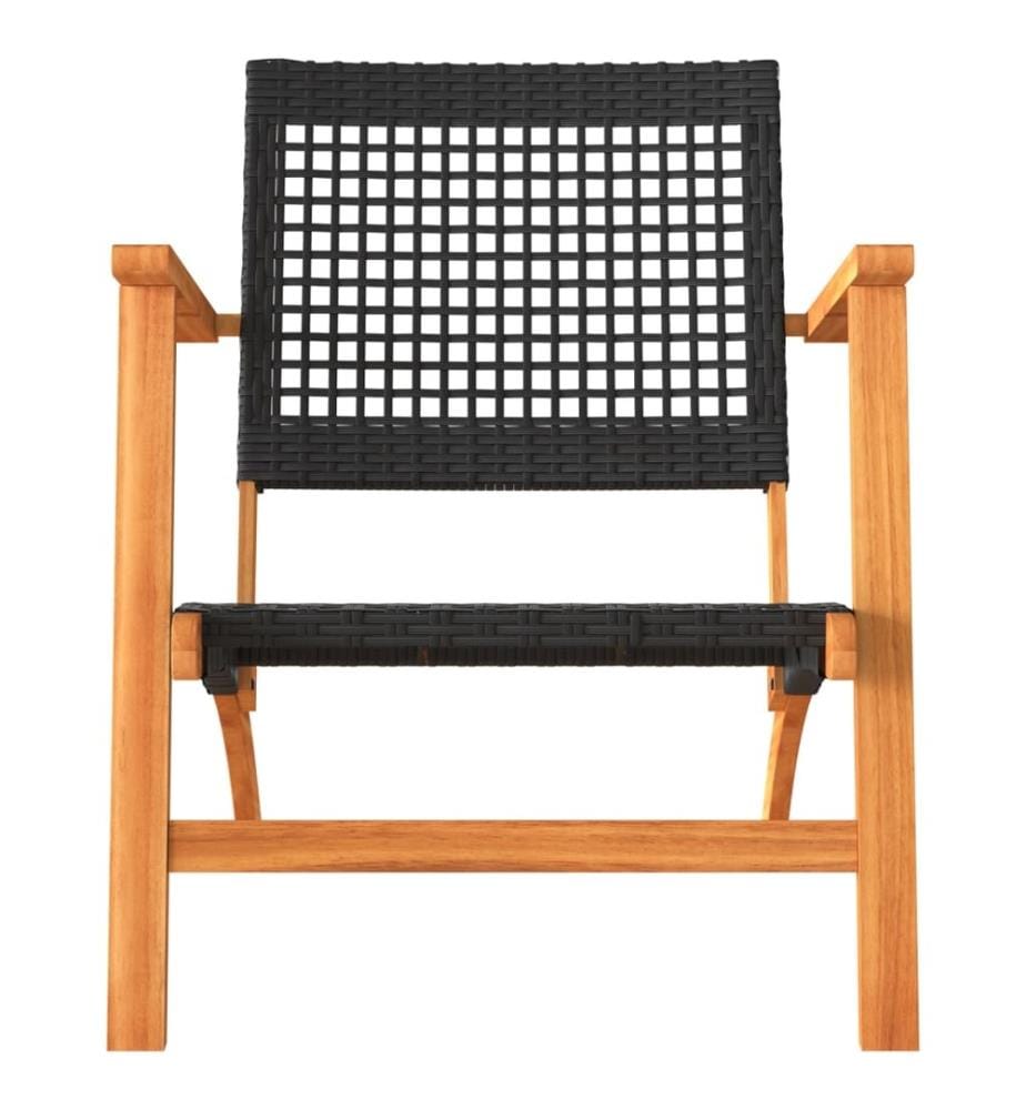 3-tlg. Bistro-Set Schwarz Poly Rattan und Massivholz Akazie