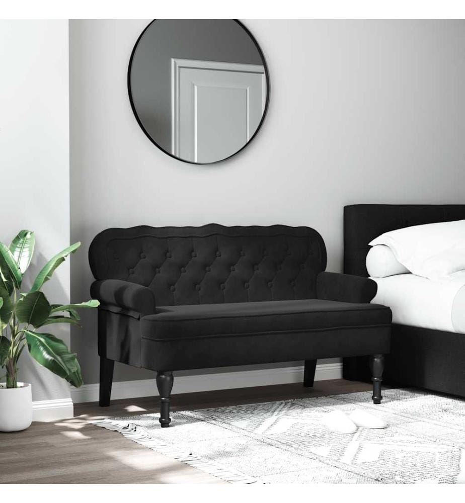 Banc avec dossier Noir 119,5x64,5x75 cm Velours