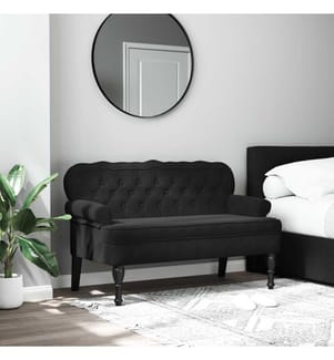 Banc avec dossier Noir 119,5x64,5x75 cm Velours