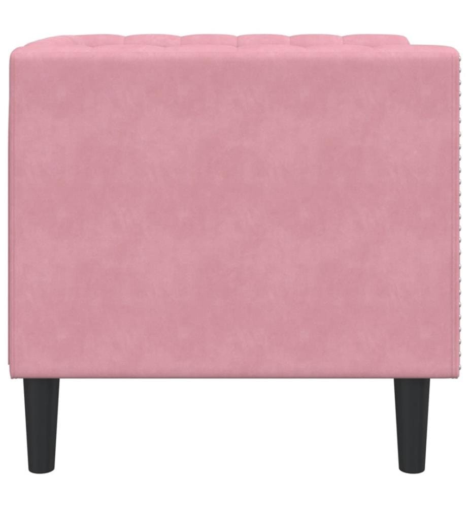 Fauteuil Chesterfield rose velours