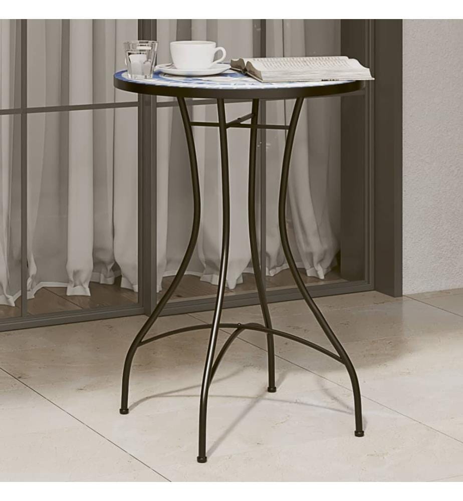 Mosaik-Bistrotisch Blau und Weiss Ø50x70 cm Keramik