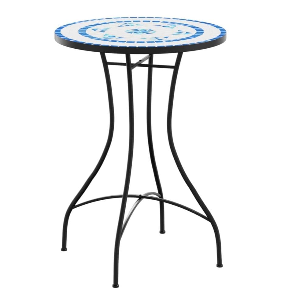 Mosaik-Bistrotisch Blau und Weiss Ø50x70 cm Keramik