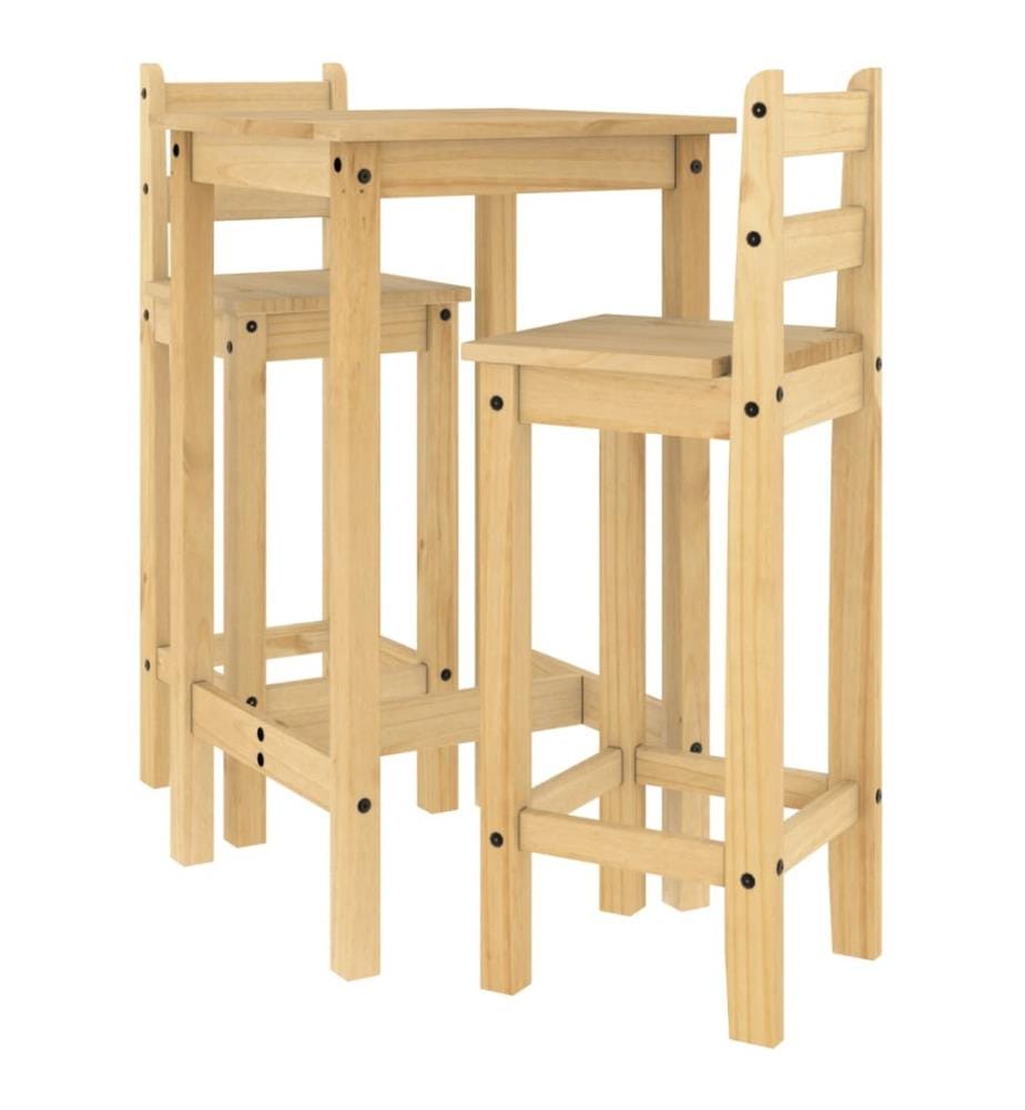 3-tlg. Bar-Set Massivholz Kiefer