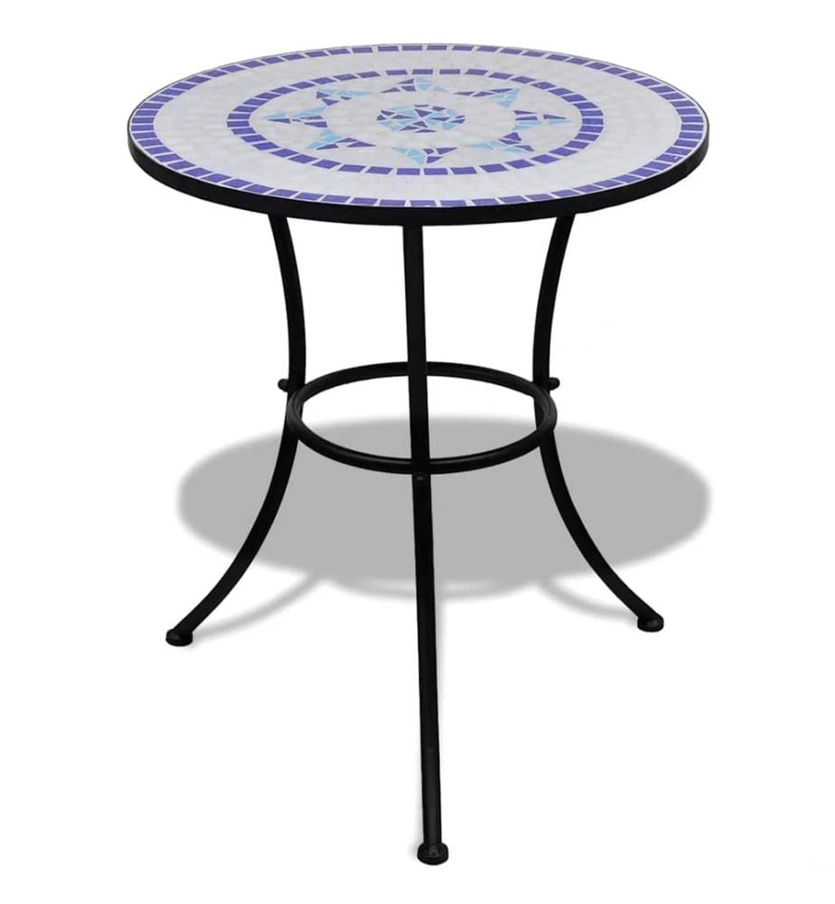 Bistrotisch Blau und Weiss 60 cm Mosaik