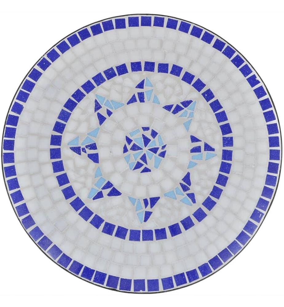 Bistrotisch Blau und Weiss 60 cm Mosaik