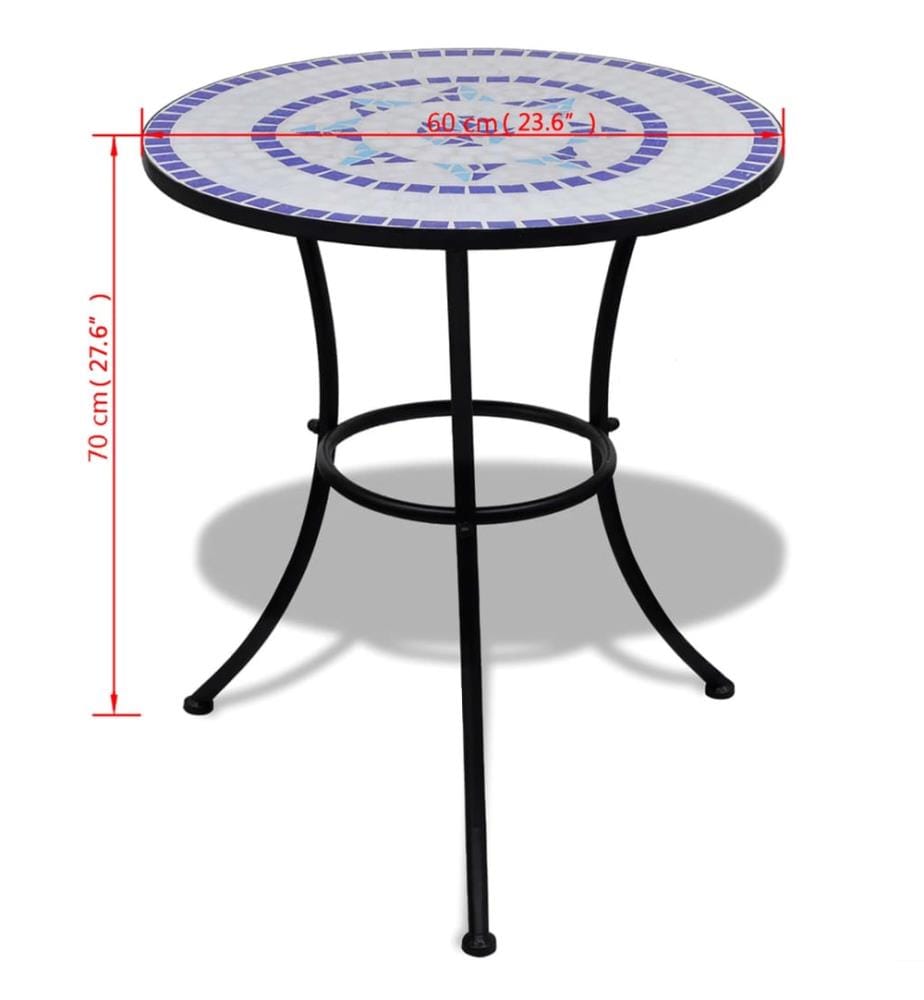 Bistrotisch Blau und Weiss 60 cm Mosaik