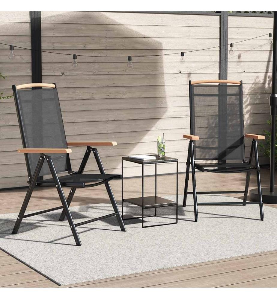 Chaises de jardin pliables lot de 2 aluminium et textilène noir