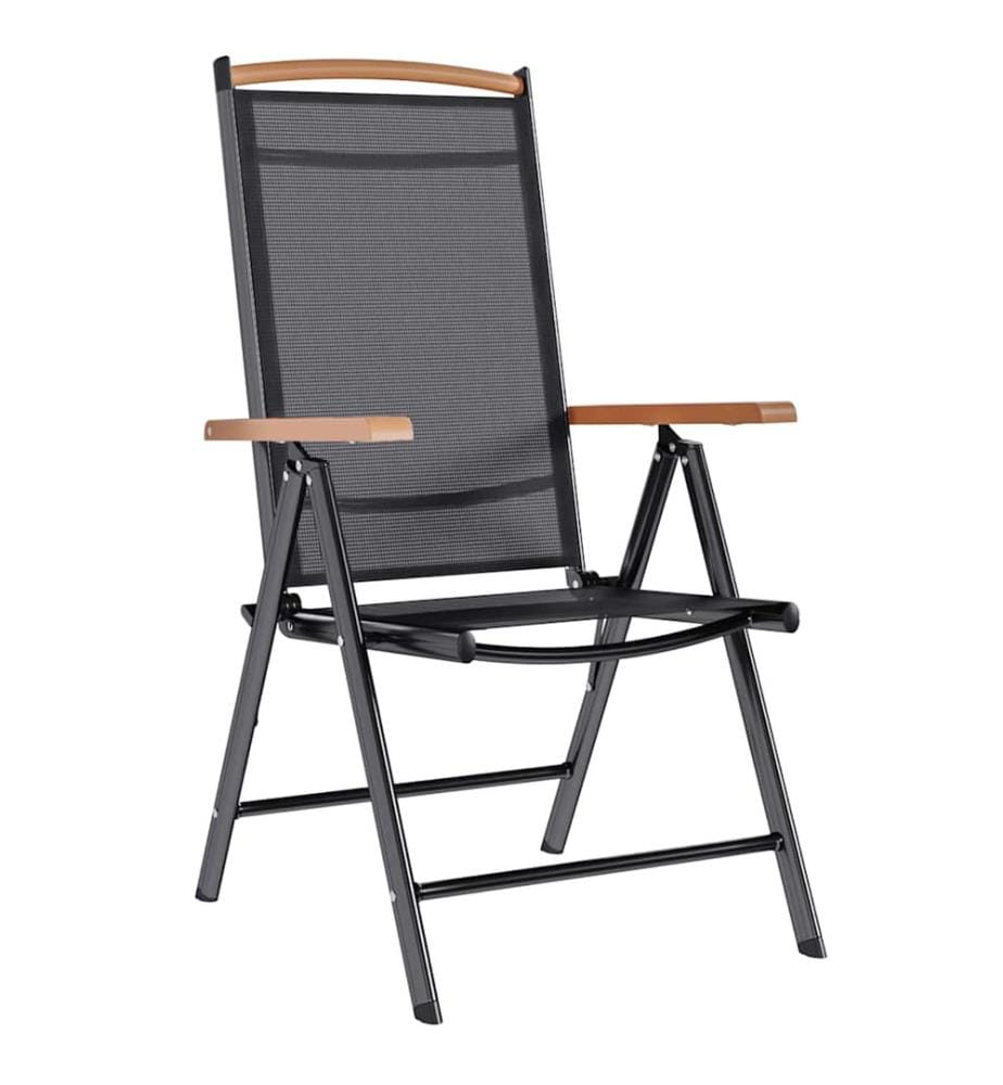 Chaises de jardin pliables lot de 2 aluminium et textilène noir