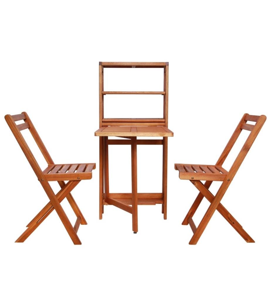 Mobilier de bistro pliable 3 pcs Bois d'acacia solide