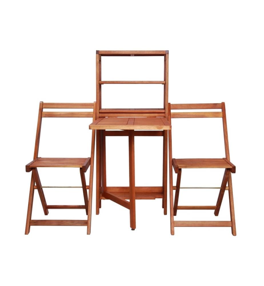 Mobilier de bistro pliable 3 pcs Bois d'acacia solide