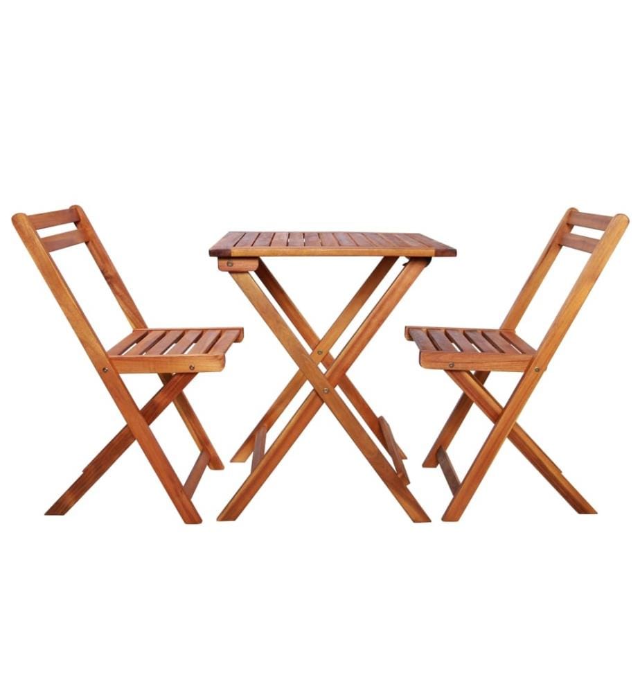 Mobilier de bistro pliable 3 pcs Bois d'acacia solide