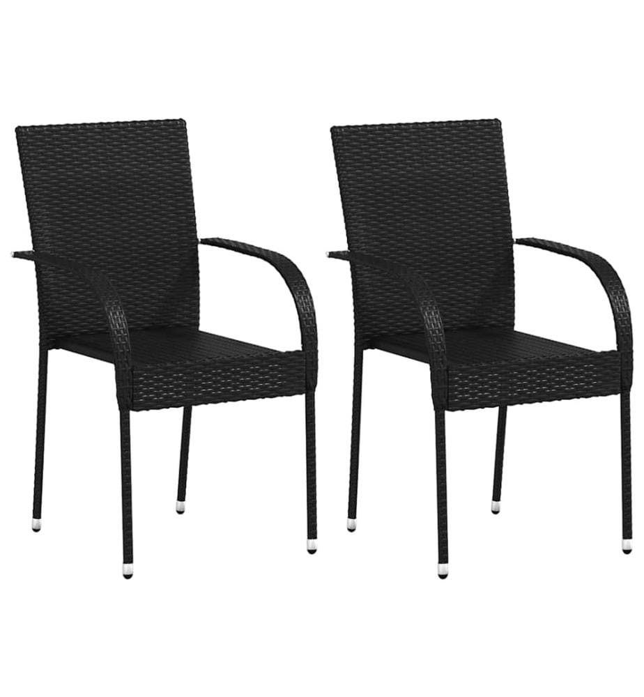 Stapelbare Gartenstühle 2 Stk. Poly Rattan Schwarz