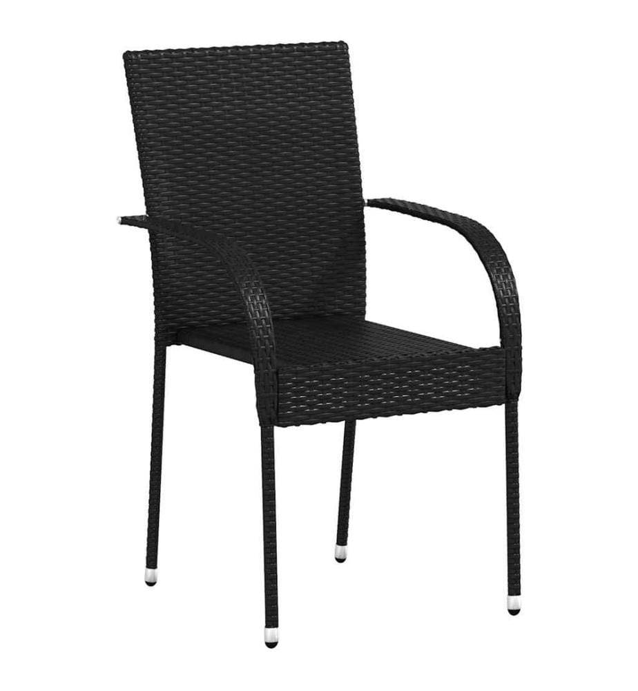 Stapelbare Gartenstühle 2 Stk. Poly Rattan Schwarz
