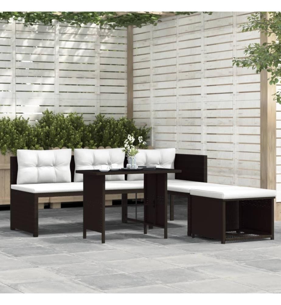 4-tlg. Garten-Lounge-Set Poly Rattan Braun