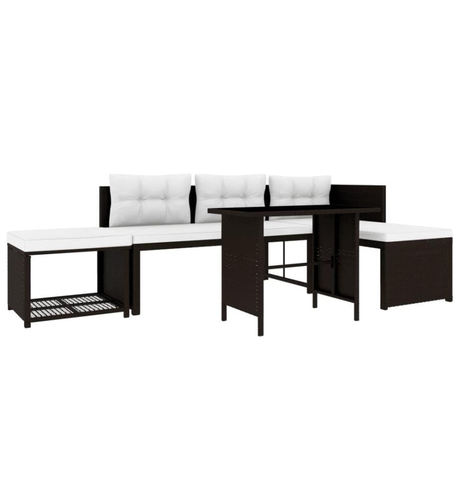 4-tlg. Garten-Lounge-Set Poly Rattan Braun