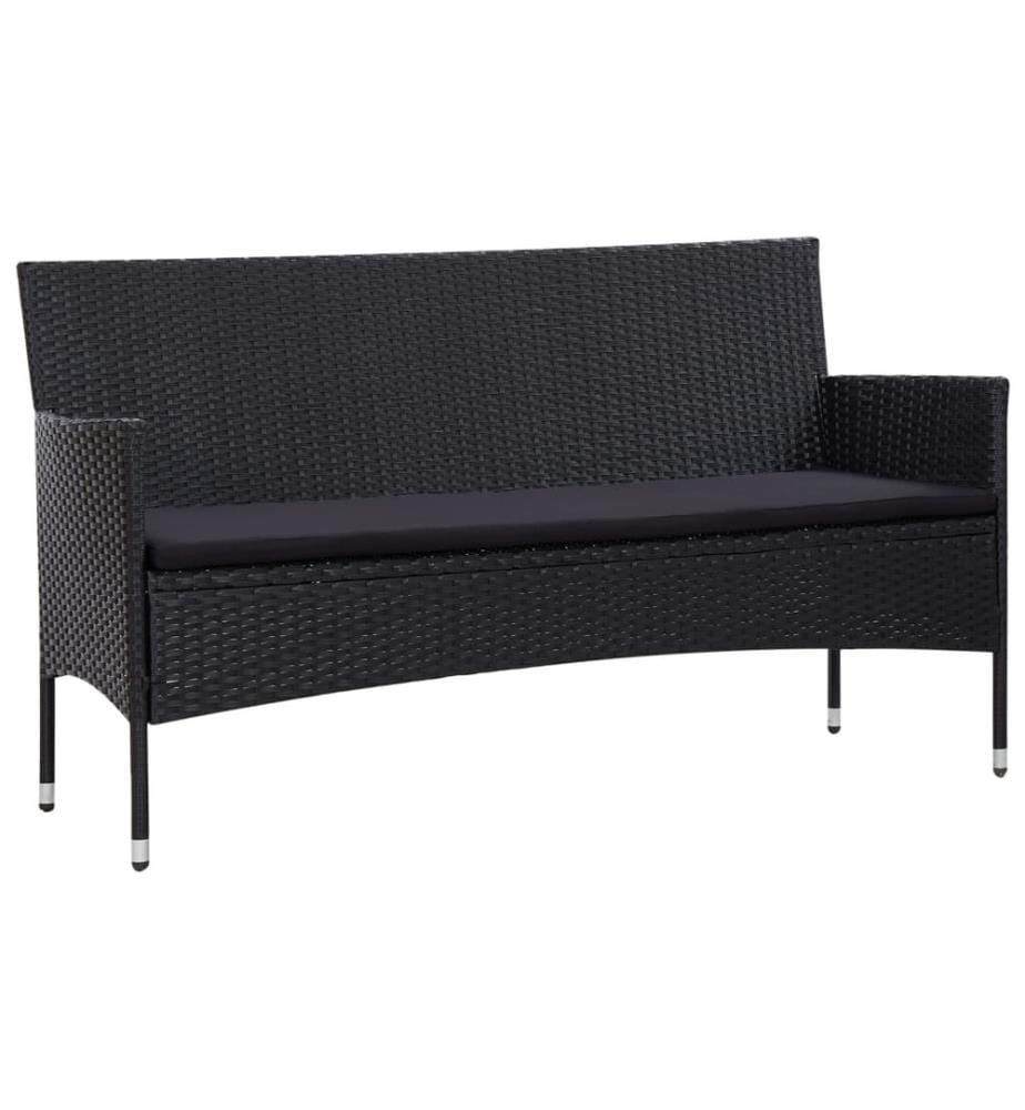 5-tlg. Garten-Lounge-Set mit Auflagen Poly Rattan Schwarz