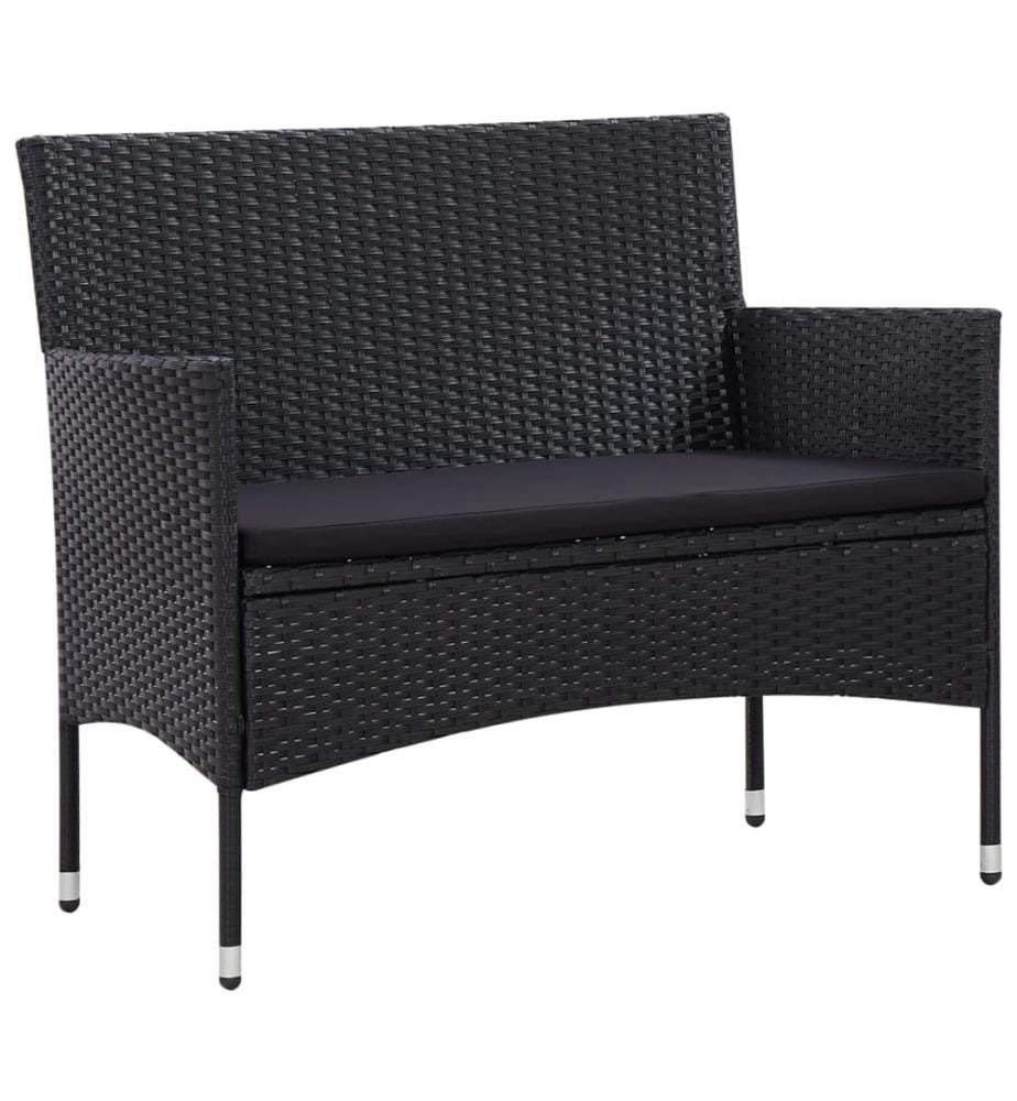 5-tlg. Garten-Lounge-Set mit Auflagen Poly Rattan Schwarz