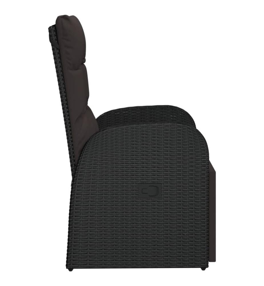 Chaise inclinable de jardin et coussin Résine tressée Noir