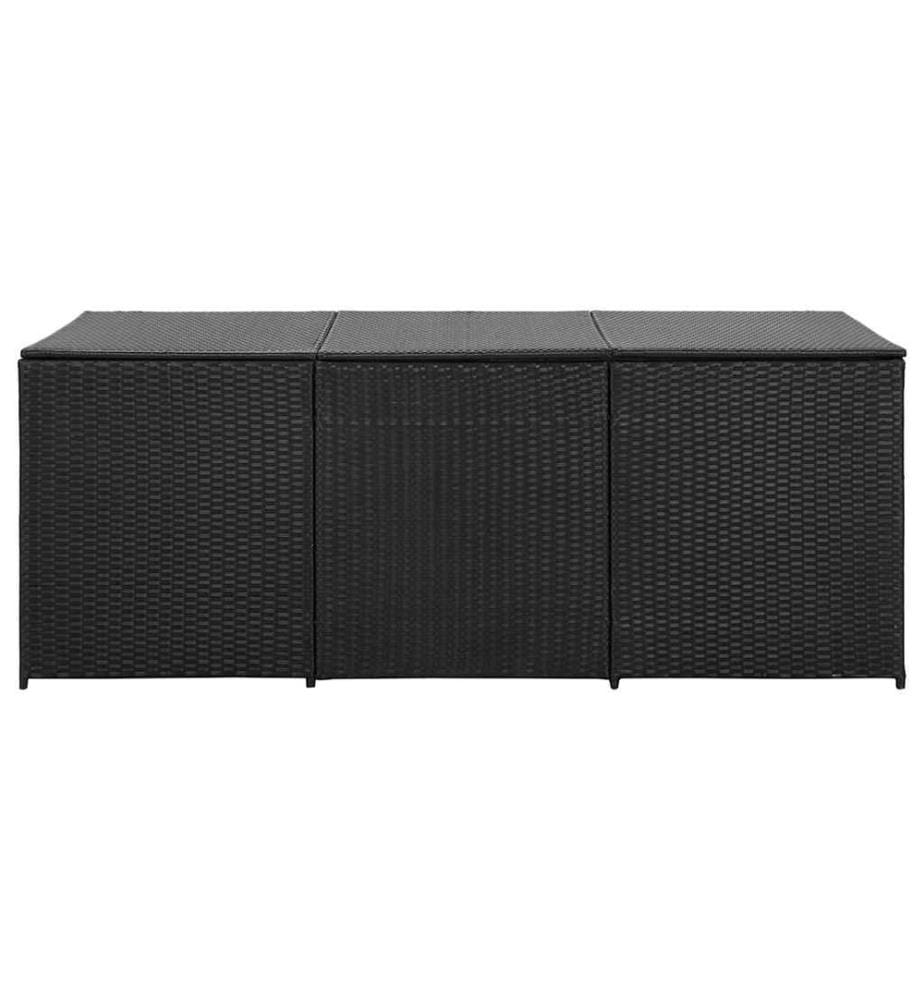 Boîte de rangement de jardin Résine tressée 180x90x70 cm Noir