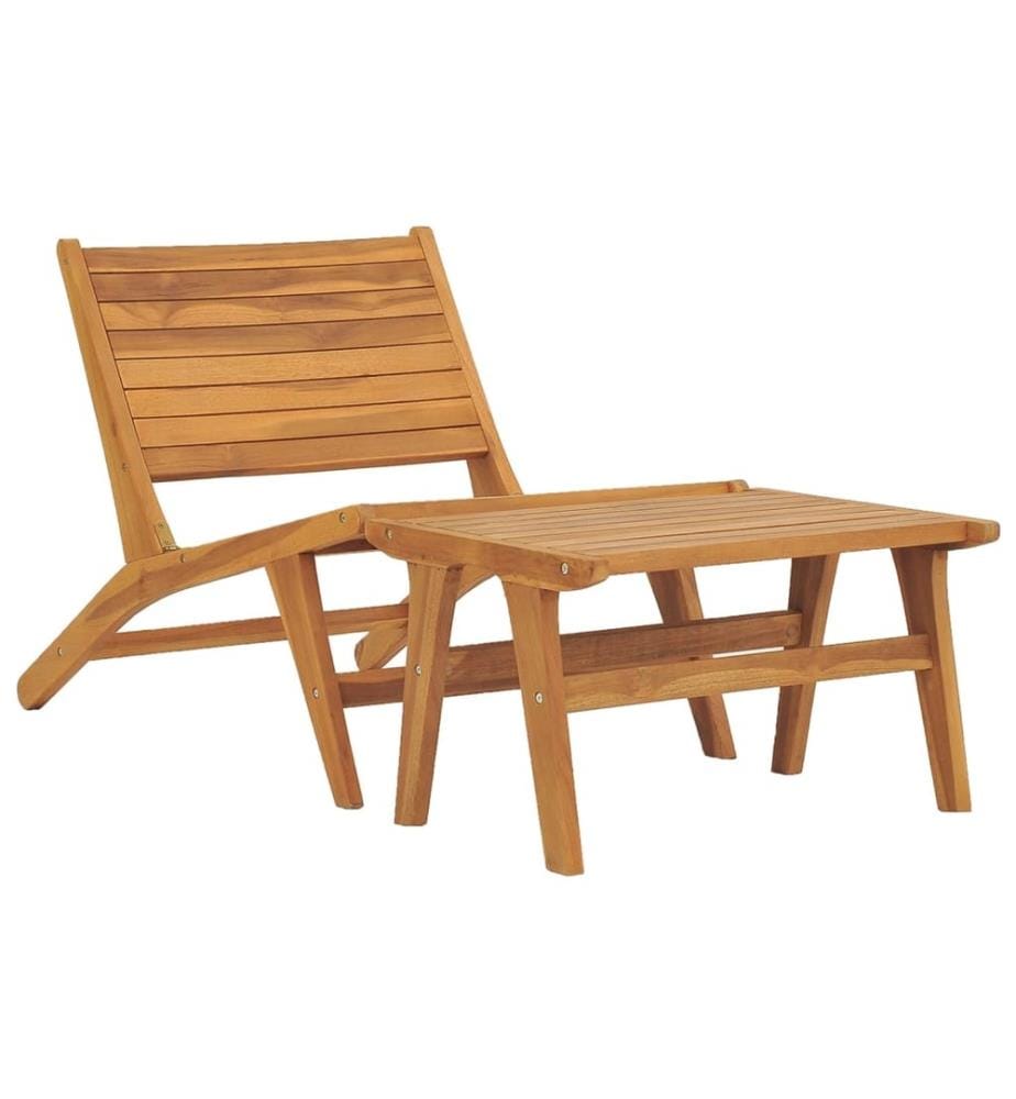 Chaise de jardin avec repose-pied Bois de teck solide